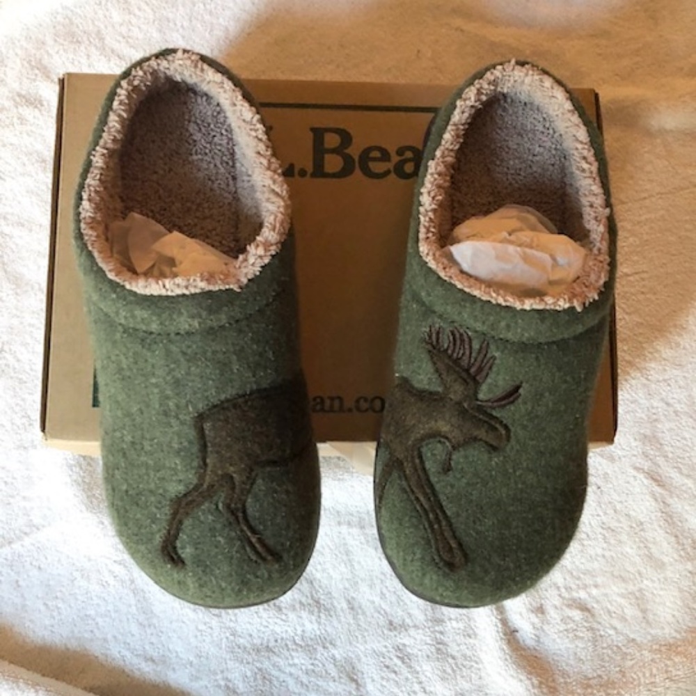 LL BEAN  Daybreak Scuff Motif slippers S-7 Green